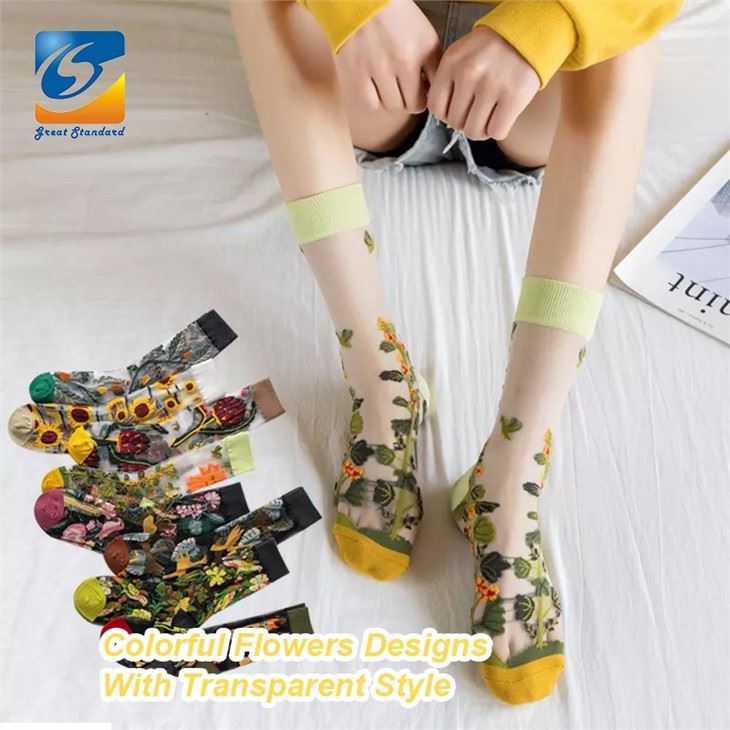 Sheer Socks With Flowers