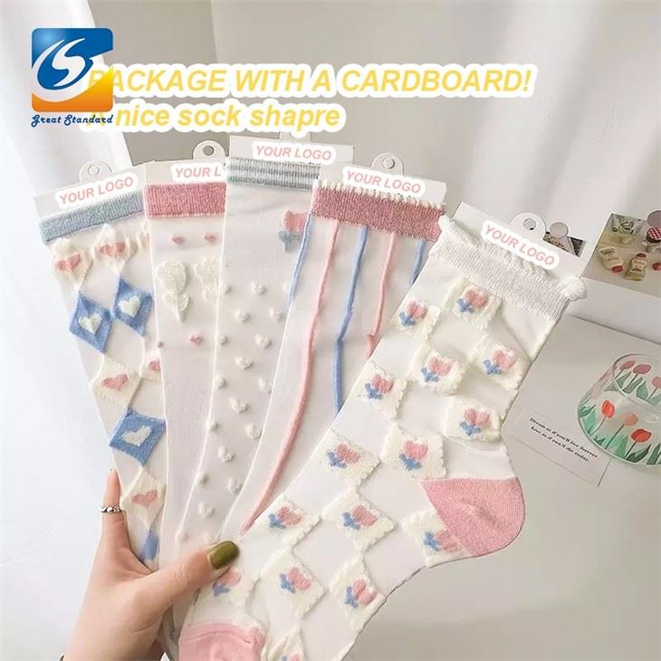 Sheer Socks With Flowers
