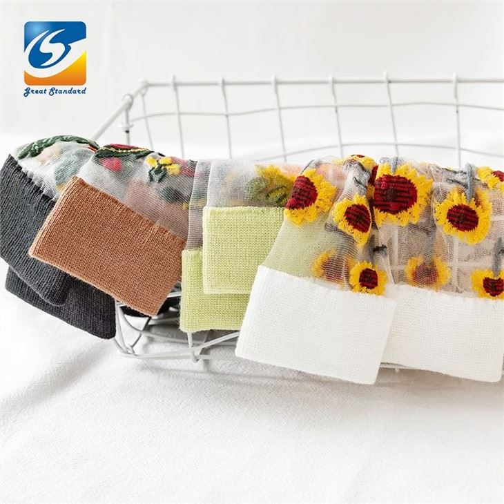 Sheer Socks With Flowers